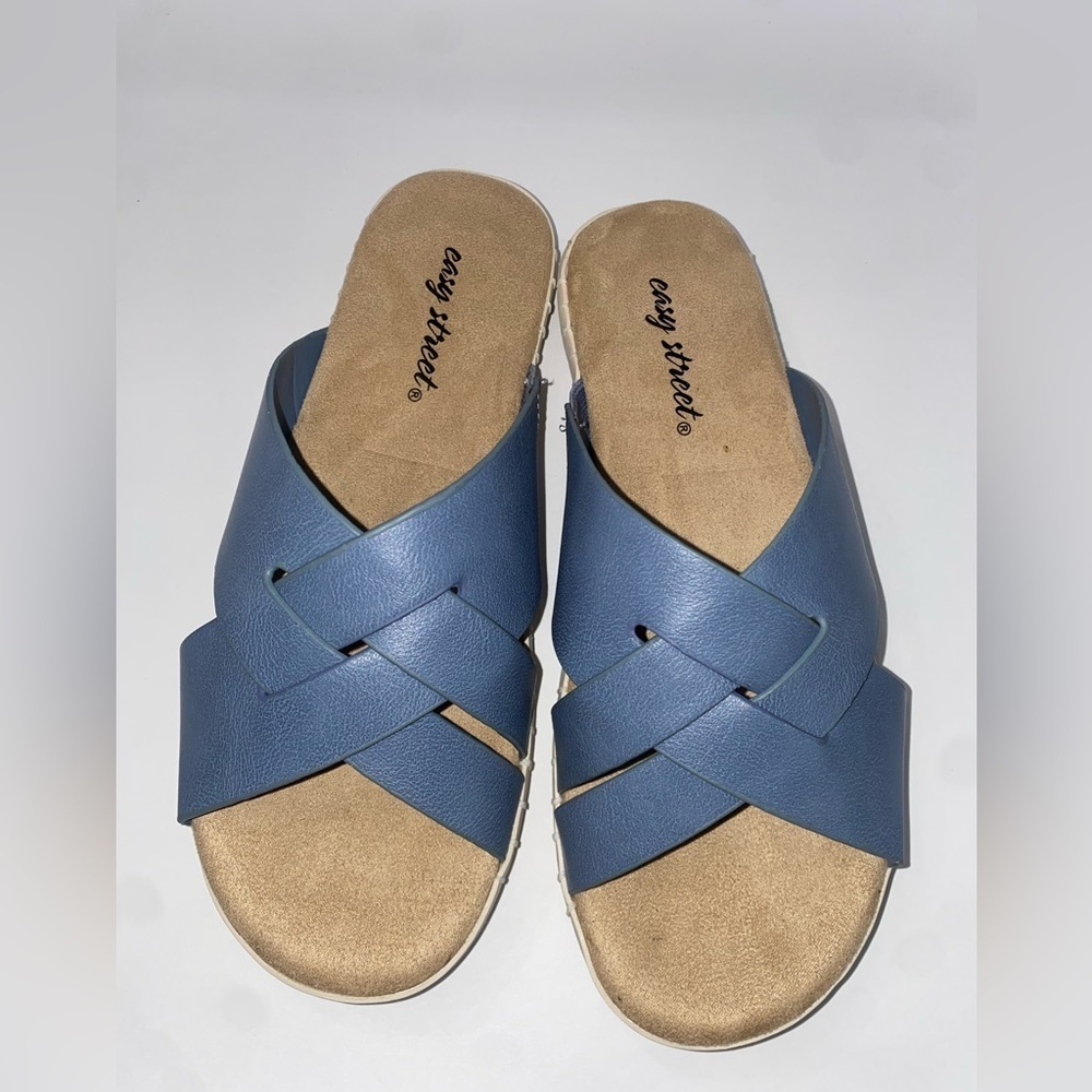 Easy Street Brylee Denim Slide Sandals Women 7.5W Comfort Slip-On New - Picture 9 of 9